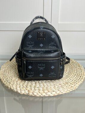 Swarovski yellow crystal studded backpack and it’s mini me! MCM MCM White Swarovski Crystal Embellished Leather Small Stark  main image 3
